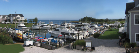 Tilghman Island Marina overlooking Chesapeake Bay and Knapps Narrows Inlet