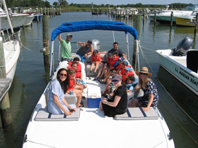 Our Pontoon Rental Boat is 21' long with a 90HP Yamaha engine